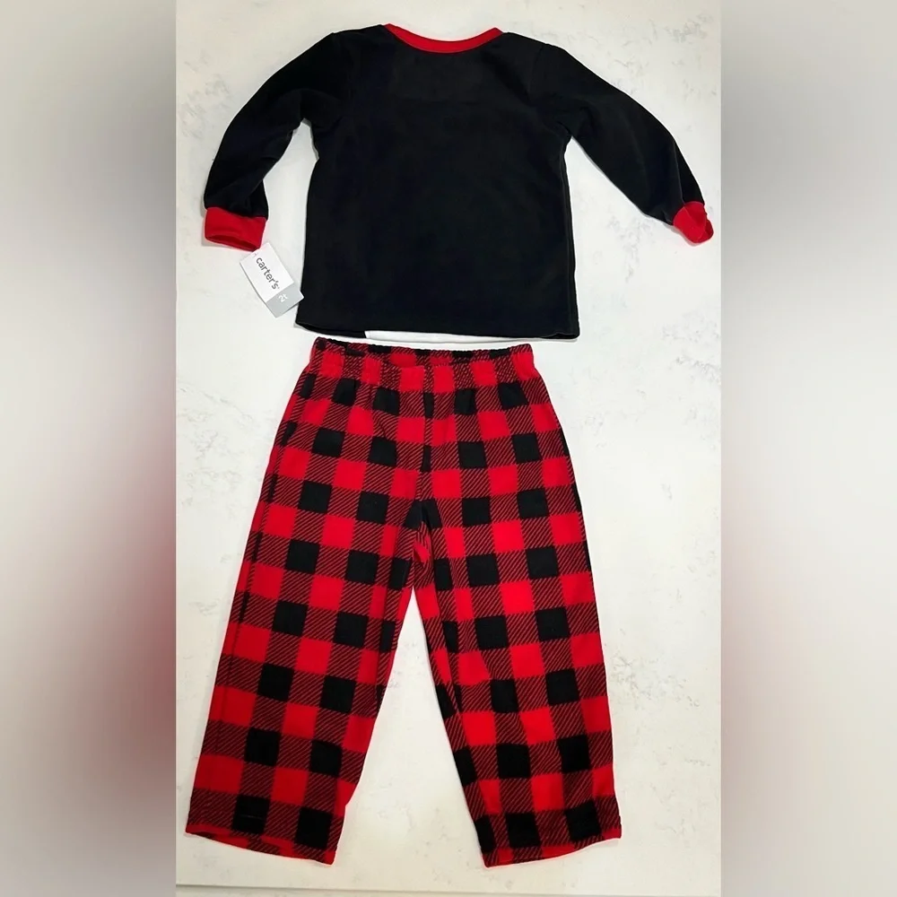Carter's Black and Red Checkered Bear Pajama Set